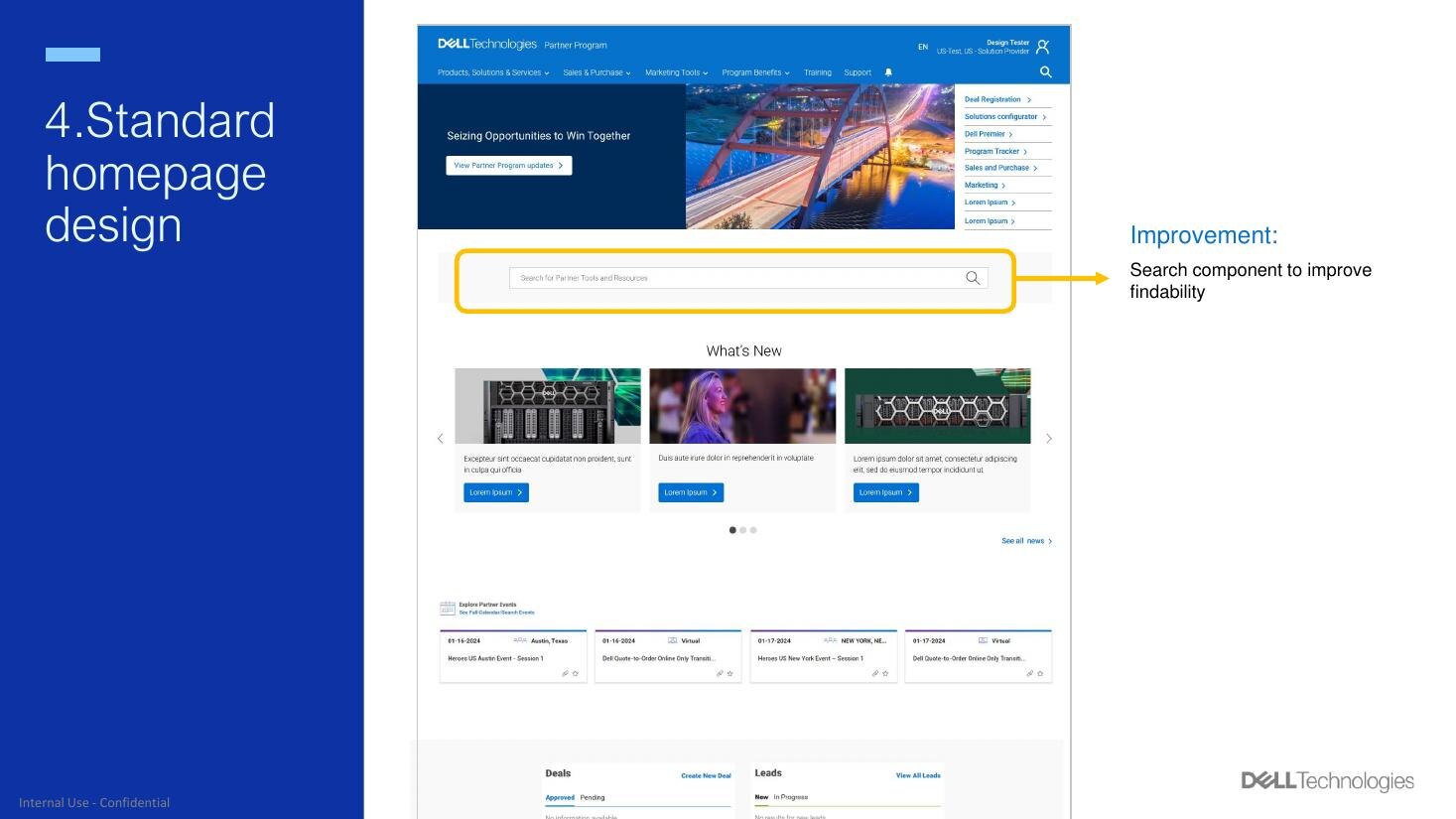 Partner Portal homepage showing an improved search component